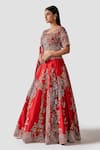 Swati Narula_Red Lehenga And Blouse Raw Silk Hand Embroidered Kaameh Bridal Set  _Online_at_Aza_Fashions