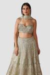 Buy Swati Narula Green Dupatta Net, Lehenga And Blouse Organza Leather Azar Bridal Set Online at Aza Fashions Buy_Swati Narula_Green Dupatta Net, Lehenga And Blouse Organza Leather Azar Bridal Set _Online_at_Aza_Fashions