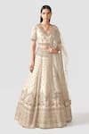 Buy_Swati Narula_Ivory Lehenga And Blouse Organza Hand Embroidered Dua Bridal Set  _at_Aza_Fashions