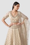 Buy_Swati Narula_Ivory Lehenga And Blouse Organza Hand Embroidered Dua Bridal Set  _Online_at_Aza_Fashions