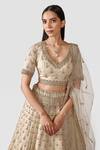 Shop_Swati Narula_Ivory Lehenga And Blouse Organza Hand Embroidered Dua Bridal Set  _Online_at_Aza_Fashions