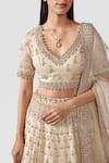 Swati Narula_Ivory Lehenga And Blouse Organza Hand Embroidered Dua Bridal Set  _at_Aza_Fashions