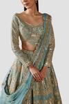 Shop Swati Narula Blue Dupatta Net, Lehenga And Blouse Organza Leather Cora Bridal Set Online at Aza Fashions Shop_Swati Narula_Blue Dupatta Net, Lehenga And Blouse Organza Leather Cora Bridal Set _Online_at_Aza_Fashions