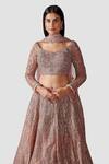 Shop Swati Narula Pink Dupatta Net, Lehenga And Blouse Afreen Hand Embroidered Bridal Set Online at Aza Fashions Shop_Swati Narula_Pink Dupatta Net, Lehenga And Blouse Afreen Hand Embroidered Bridal Set _Online_at_Aza_Fashions