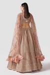 Shop Swati Narula Peach Dupatta Net, Lehenga And Blouse Organza Nasrin Embroidered Bridal Set at Aza Fashions Shop_Swati Narula_Peach Dupatta Net, Lehenga And Blouse Organza Nasrin Embroidered Bridal Set _at_Aza_Fashions