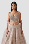 Buy_Swati Narula_Beige Organza Hand Embroidered Birds Mahnaz Bridal Lehenga Set  _Online_at_Aza_Fashions