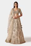 Swati Narula_Gold Lehenga And Blouse Tissue Hand Embroidered Dina Bridal Set  _Online_at_Aza_Fashions