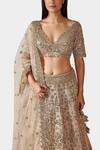 Swati Narula_Gold Lehenga And Blouse Tissue Hand Embroidered Dina Bridal Set  _at_Aza_Fashions