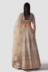 Shop Swati Narula Gold Dupatta Net, Lehenga And Blouse Organza Leather Bahar Bridal Set at Aza Fashions Shop_Swati Narula_Gold Dupatta Net, Lehenga And Blouse Organza Leather Bahar Bridal Set _at_Aza_Fashions