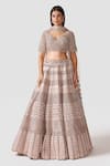 Buy_Swati Narula_Pink Dupatta Net, Lehenga And Blouse Organza Leather Mahsa Bridal Set _at_Aza_Fashions