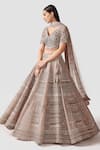 Buy_Swati Narula_Beige Lehenga And Blouse Organza Hand Embroidered Parisa Bridal Set  _at_Aza_Fashions