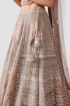 Swati Narula_Beige Lehenga And Blouse Organza Hand Embroidered Parisa Bridal Set  _at_Aza_Fashions