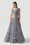 Swati Narula_Grey Dupatta Net, Lehenga And Blouse Organza Elahe Hand Embroidered Set _Online_at_Aza_Fashions