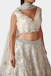 Swati Narula_Ivory Lehenga And Blouse Organza Hand Embroidered Afsa Bridal Set  _Online