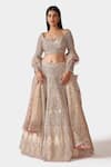 Buy_Swati Narula_Peach Lehenga And Blouse Organza Hand Embroidered Nazmin Bridal Set  _at_Aza_Fashions