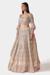 Swati Narula_Peach Lehenga And Blouse Organza Hand Embroidered Nazmin Bridal Set  _Online_at_Aza_Fashions