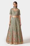 Buy_Swati Narula_Green Lehenga And Blouse Net With Pure Silk Hena Garden Bridal Set  _at_Aza_Fashions