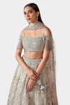 Swati Narula Grey Dupatta Net, Lehenga And Blouse Georgette Floral Nazah Embroidered Set Online at Aza Fashions Swati Narula_Grey Dupatta Net, Lehenga And Blouse Georgette Floral Nazah Embroidered Set _Online_at_Aza_Fashions