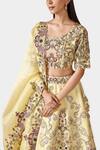 Shop Swati Narula Yellow Raw Silk And Organza Gota Patti, Moti Shazma Embroidered Bridal Lehenga Set Online at Aza Fashions Shop_Swati Narula_Yellow Raw Silk And Organza Gota Patti, Moti Shazma Embroidered Bridal Lehenga Set _Online_at_Aza_Fashions