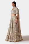 Swati Narula_Beige Net And Crepe Embroidery Silver Pipes V Sunat Bridal Lehenga Set  _Online_at_Aza_Fashions