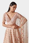 Shop_Swati Narula_Beige Lehenga And Blouse Organza Hand Nabawiya Bridal Set  _Online_at_Aza_Fashions