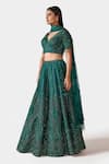 Buy_Swati Narula_Green Organza And Net Embroidery & Applique Qabila Bridal Lehenga Set  _Online_at_Aza_Fashions