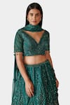 Shop_Swati Narula_Green Organza And Net Embroidery & Applique Qabila Bridal Lehenga Set  _Online_at_Aza_Fashions