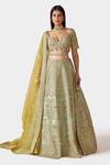 Buy Swati Narula Green Organza And Net French Knots, Resham, Rizqin Embroidered Bridal Lehenga Set at Aza Fashions Buy_Swati Narula_Green Organza And Net French Knots, Resham, Rizqin Embroidered Bridal Lehenga Set _at_Aza_Fashions