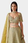 Buy Swati Narula Green Organza And Net French Knots, Resham, Rizqin Embroidered Bridal Lehenga Set Online at Aza Fashions Buy_Swati Narula_Green Organza And Net French Knots, Resham, Rizqin Embroidered Bridal Lehenga Set _Online_at_Aza_Fashions