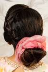 Buy_Hair Drama CO_Pink Embellished Oversized Dual Tone Organza Scrunchy_at_Aza_Fashions