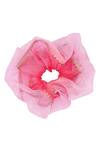 Shop_Hair Drama CO_Pink Embellished Oversized Dual Tone Organza Scrunchy_Online_at_Aza_Fashions