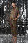 Buy_Yavi_Green Cotton Tissue Floral Spread Collar Alula Print Shirt _Online_at_Aza_Fashions