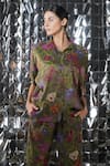 Shop_Yavi_Green Cotton Tissue Floral Spread Collar Alula Print Shirt _Online_at_Aza_Fashions