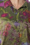 Yavi_Green Cotton Tissue Floral Spread Collar Alula Print Shirt _at_Aza_Fashions