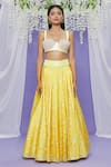 Buy_Sonal & Ekta_Yellow Lehenga Taffeta Printed And Embellished Set With Waist Bag  _Online_at_Aza_Fashions