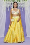 Buy_Sonal & Ekta_Yellow Lehenga Taffeta Printed And Embellished Set With Waist Bag  _at_Aza_Fashions