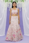 Buy_Sonal & Ekta_Pink Net Printed And Embellished Pearl V Floral Embroidered Lehenga Set _Online_at_Aza_Fashions