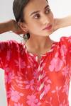 Negra Elegante_Pink Cotton Silk Printed Floral Notched Round Neck Faded Rose Kurta And Pant Set _at_Aza_Fashions