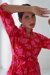 Negra Elegante_Pink Cotton Silk Lovestruck Floral Print Dress_at_Aza_Fashions