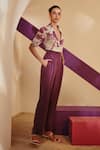 Shop_Zosia_Purple Pant Heavy , Top Floral Printed Shirt And Set _at_Aza_Fashions