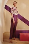 Zosia_Purple Pant Heavy , Top Floral Printed Shirt And Set _Online_at_Aza_Fashions
