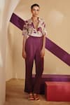 Buy_Zosia_Purple Pant Heavy , Top Floral Printed Shirt And Set _Online_at_Aza_Fashions