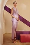 Zosia_Purple Luxury Heavy Crepe Lapel Collar Blazer And Pant Set _Online_at_Aza_Fashions