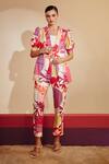 Buy Zosia Multi Color Luxury Heavy Crepe Floral Motifs Lapel Printed Blazer And Pant Set at Aza Fashions Buy_Zosia_Multi Color Luxury Heavy Crepe Floral Motifs Lapel Printed Blazer And Pant Set_at_Aza_Fashions