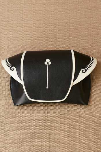 Ampm_Black Amina Faux Leather Clutch _Online_at_Aza_Fashions