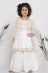Buy_Little Bansi_White Viscose, Cotton, Net Sequins Embroidered Kurta Sharara Set _at_Aza_Fashions