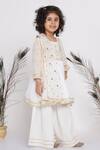 Little Bansi_White Viscose, Cotton, Net Sequins Embroidered Kurta Sharara Set _Online_at_Aza_Fashions