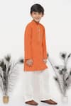 Little Bansi_Orange Cotton Gota Patti Kesari Kurta Set _Online_at_Aza_Fashions
