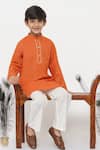 Buy_Little Bansi_Orange Cotton Gota Patti Kesari Kurta Set _Online_at_Aza_Fashions