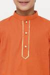 Little Bansi_Orange Cotton Gota Patti Kesari Kurta Set _at_Aza_Fashions